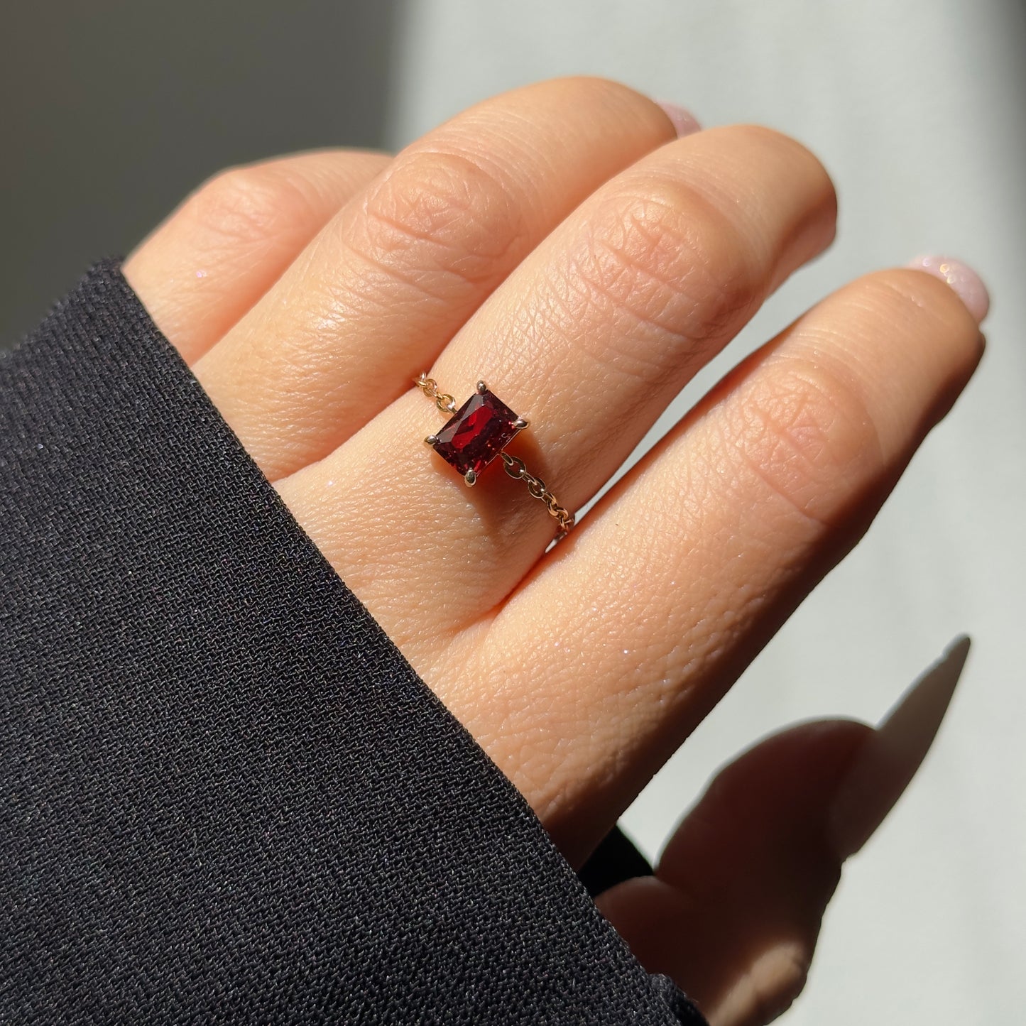 Red Garnet Self-Love Chain Ring
