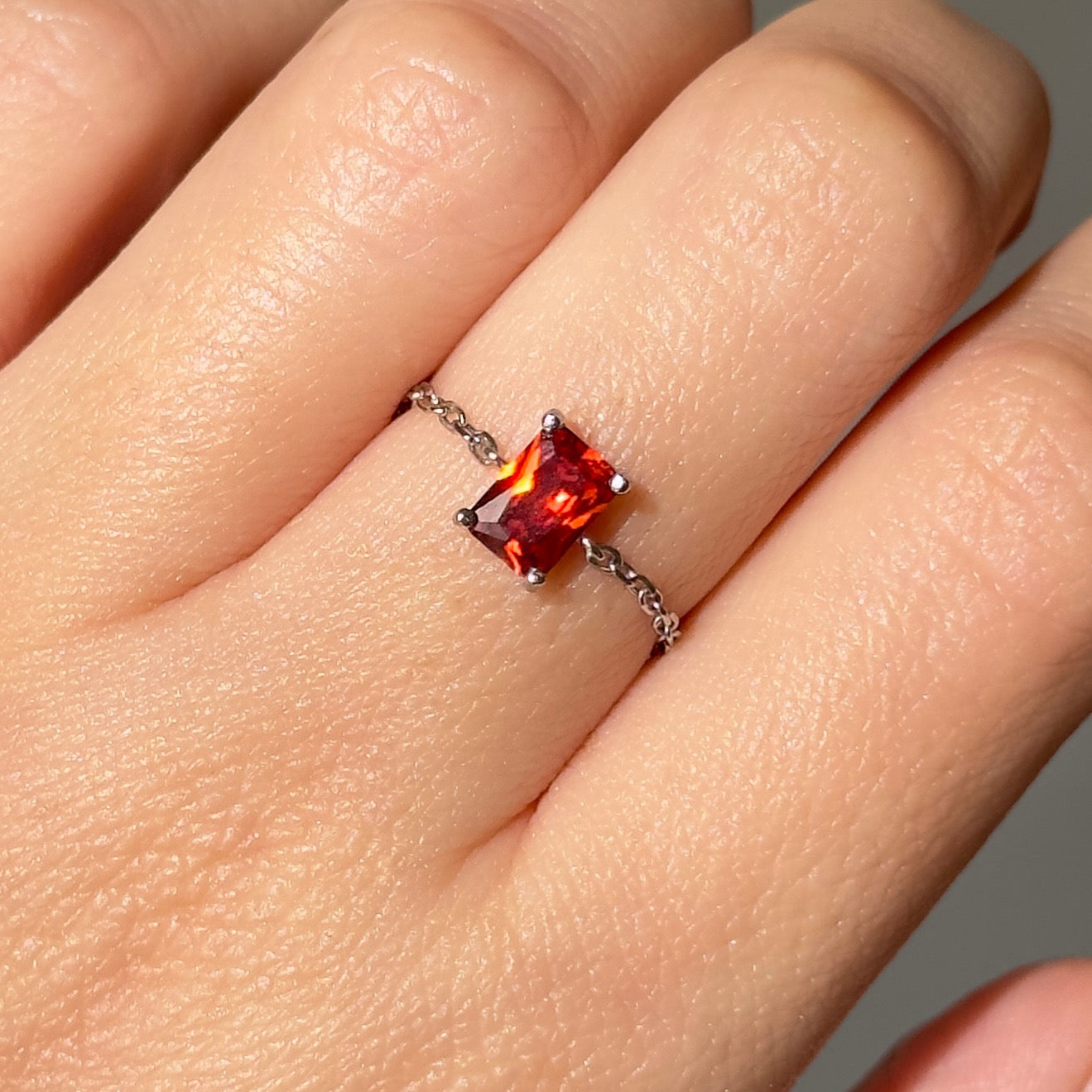 Light Garnet Self-Love Chain Ring