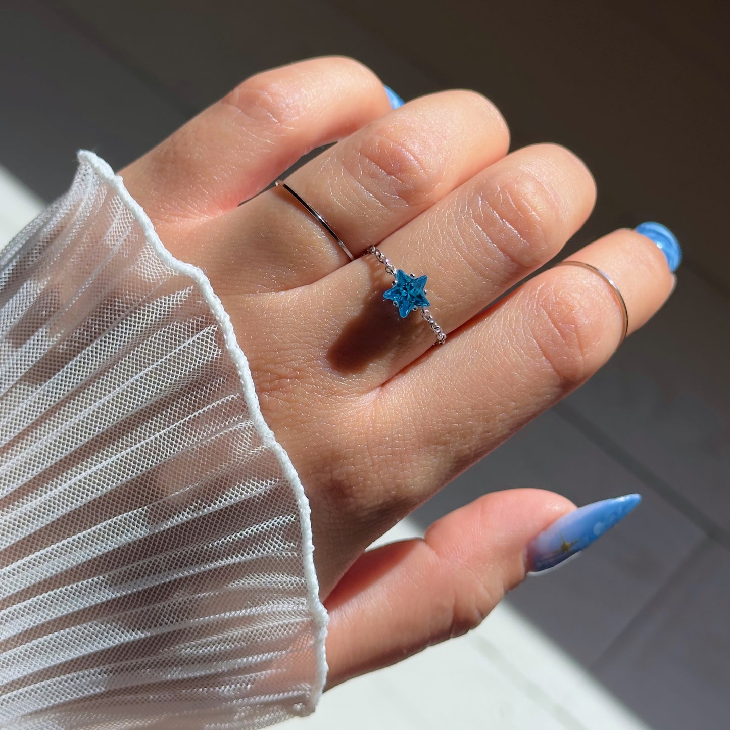 North Star Chain Ring- Silver