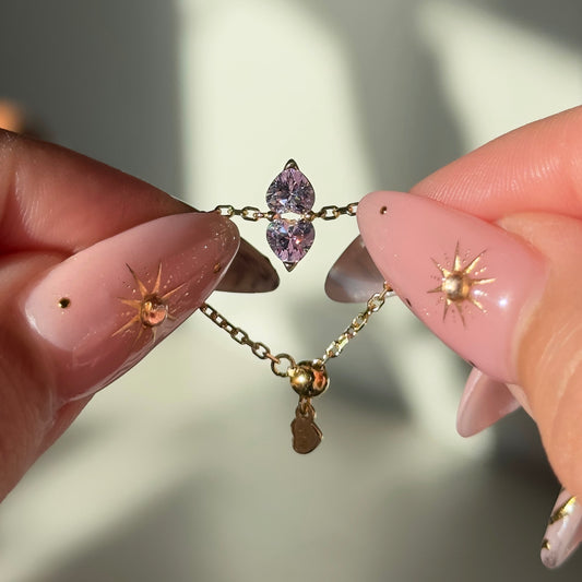 You & Me Heart Chain Ring- Dusty Purple