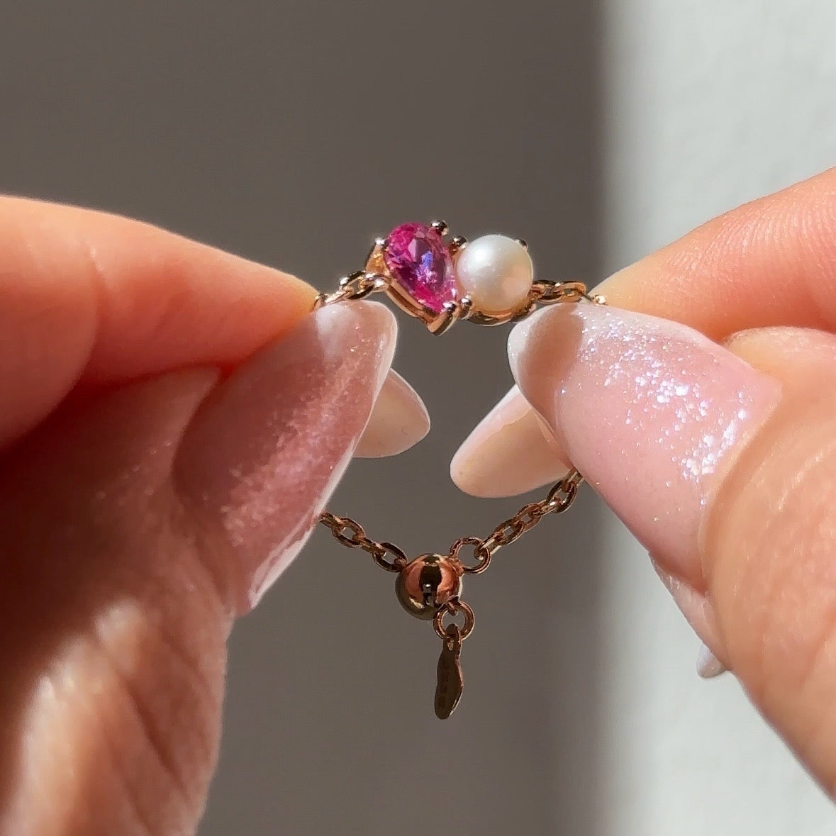You + Me Pearl Chain Ring