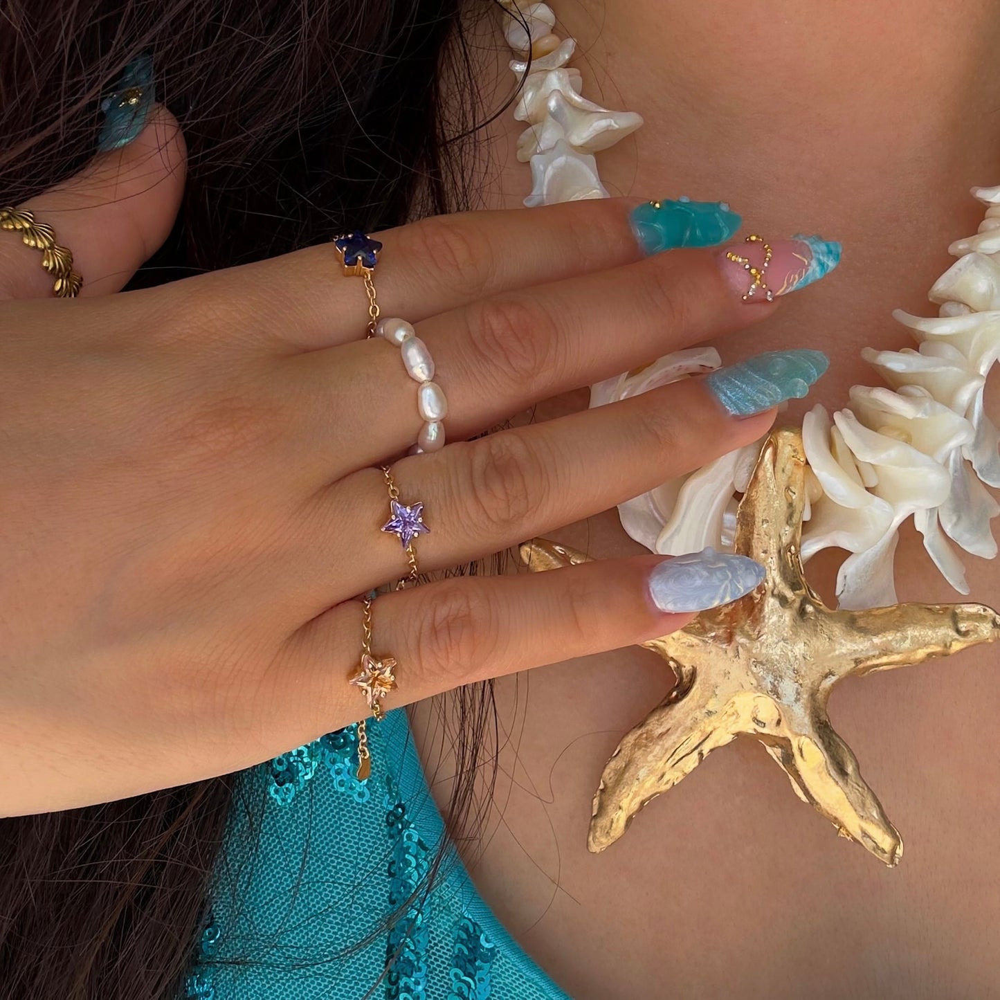 Star Chain Rings- Gold