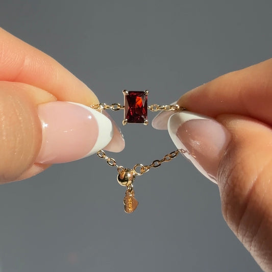 Red Garnet Self-Love Chain Ring