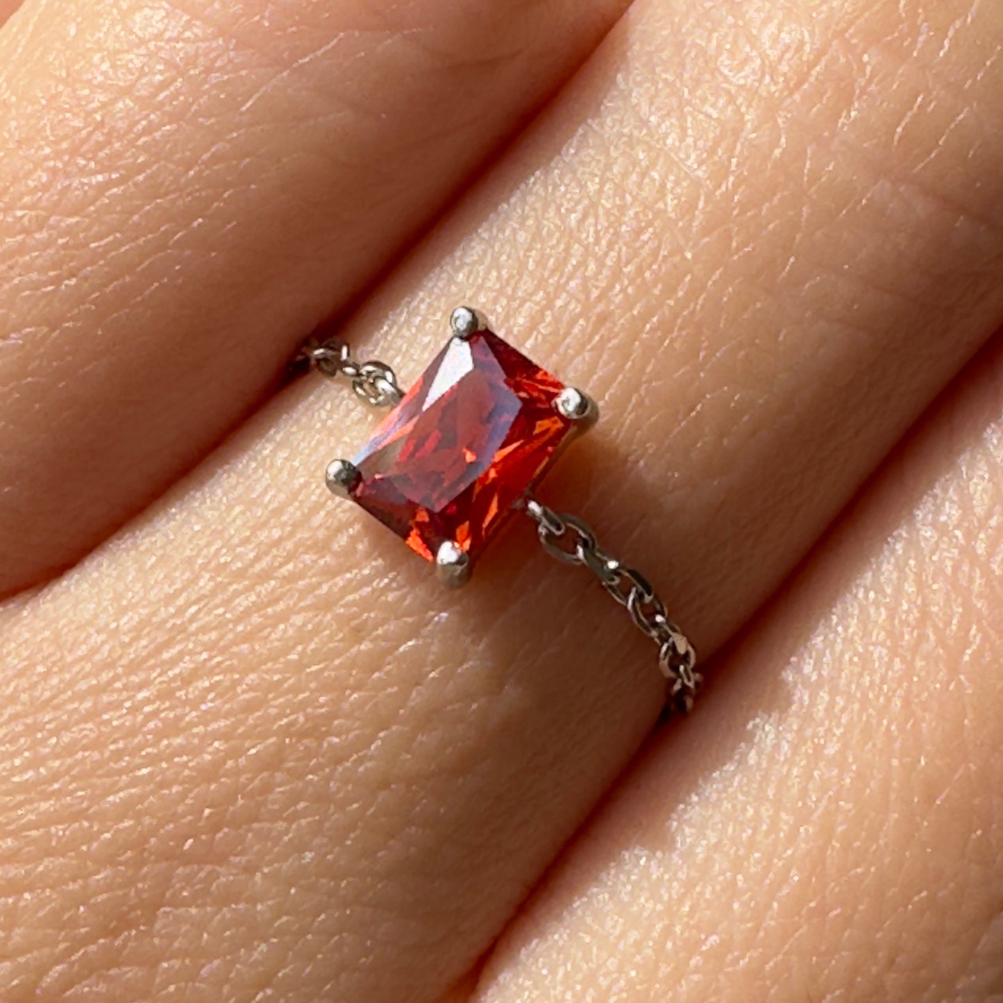 Light Garnet Self-Love Chain Ring