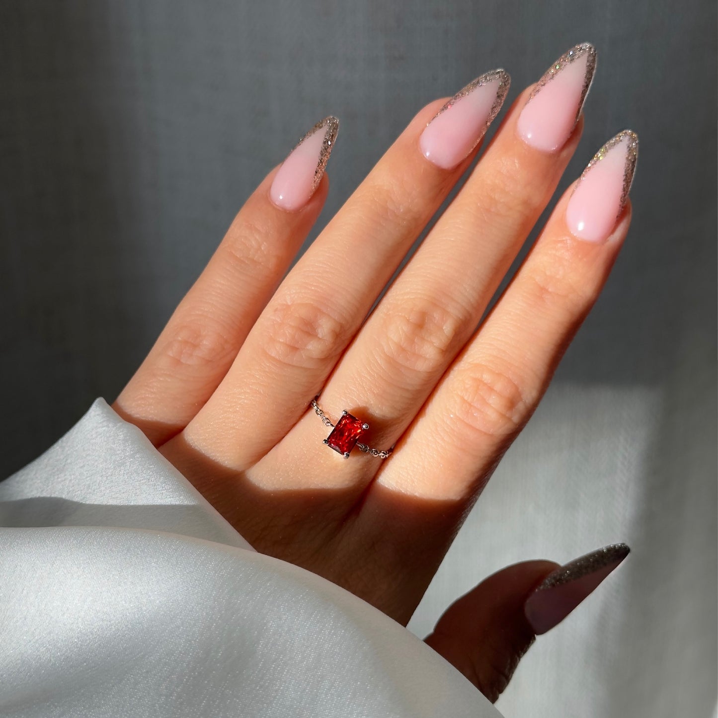 Light Garnet Self-Love Chain Ring
