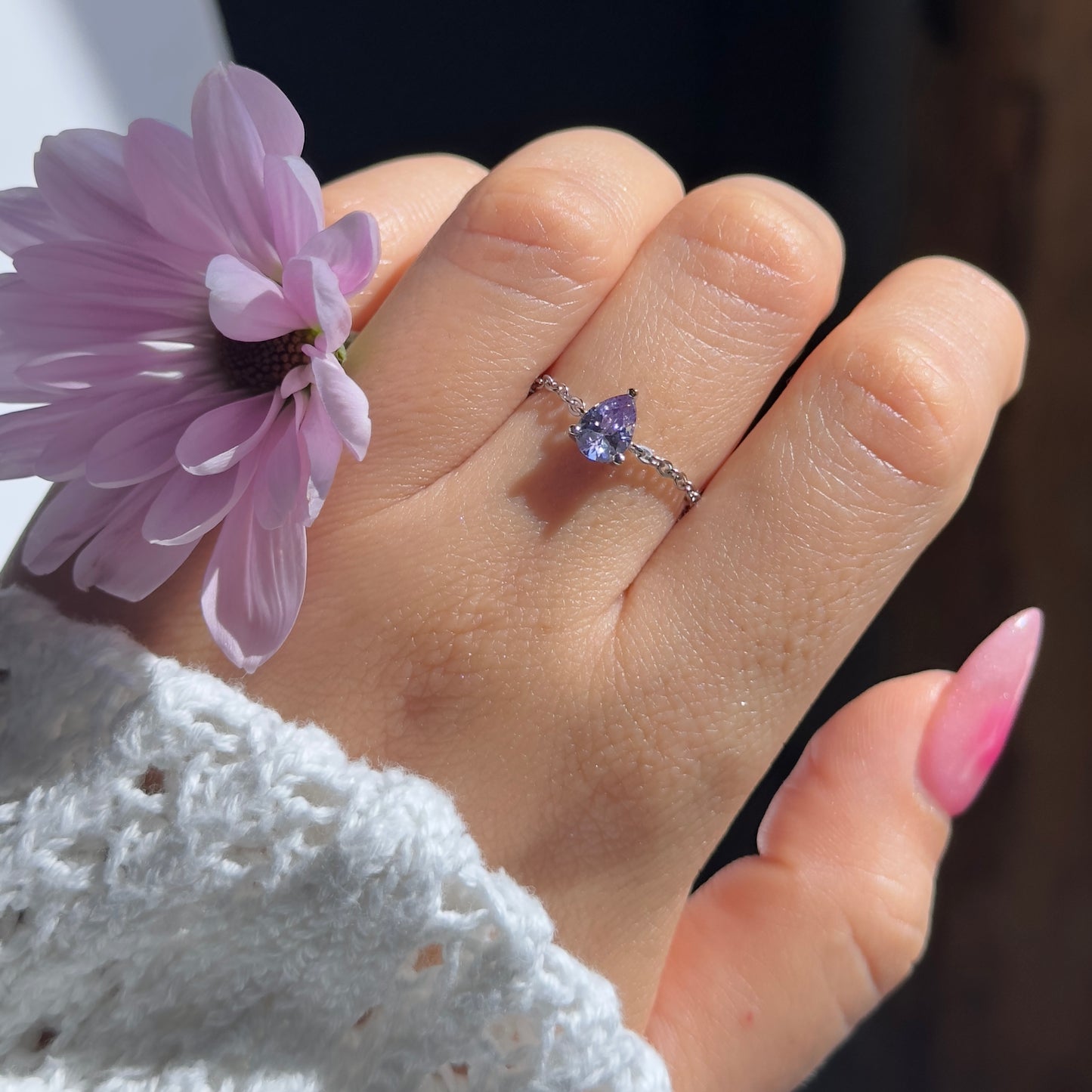 (PRE-ORDER) Dusty Lavender Self-Love Chain Ring- Dainty