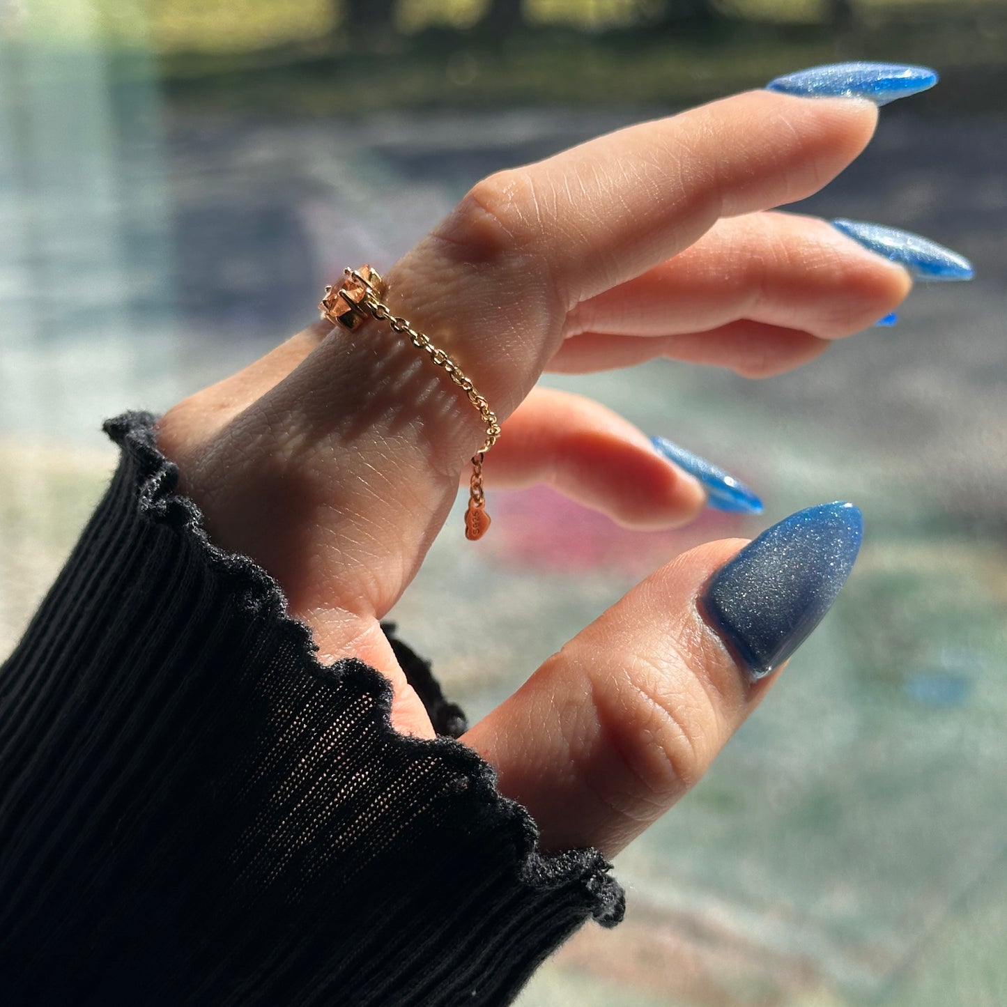 North Star Chain Ring- Citrine Gold