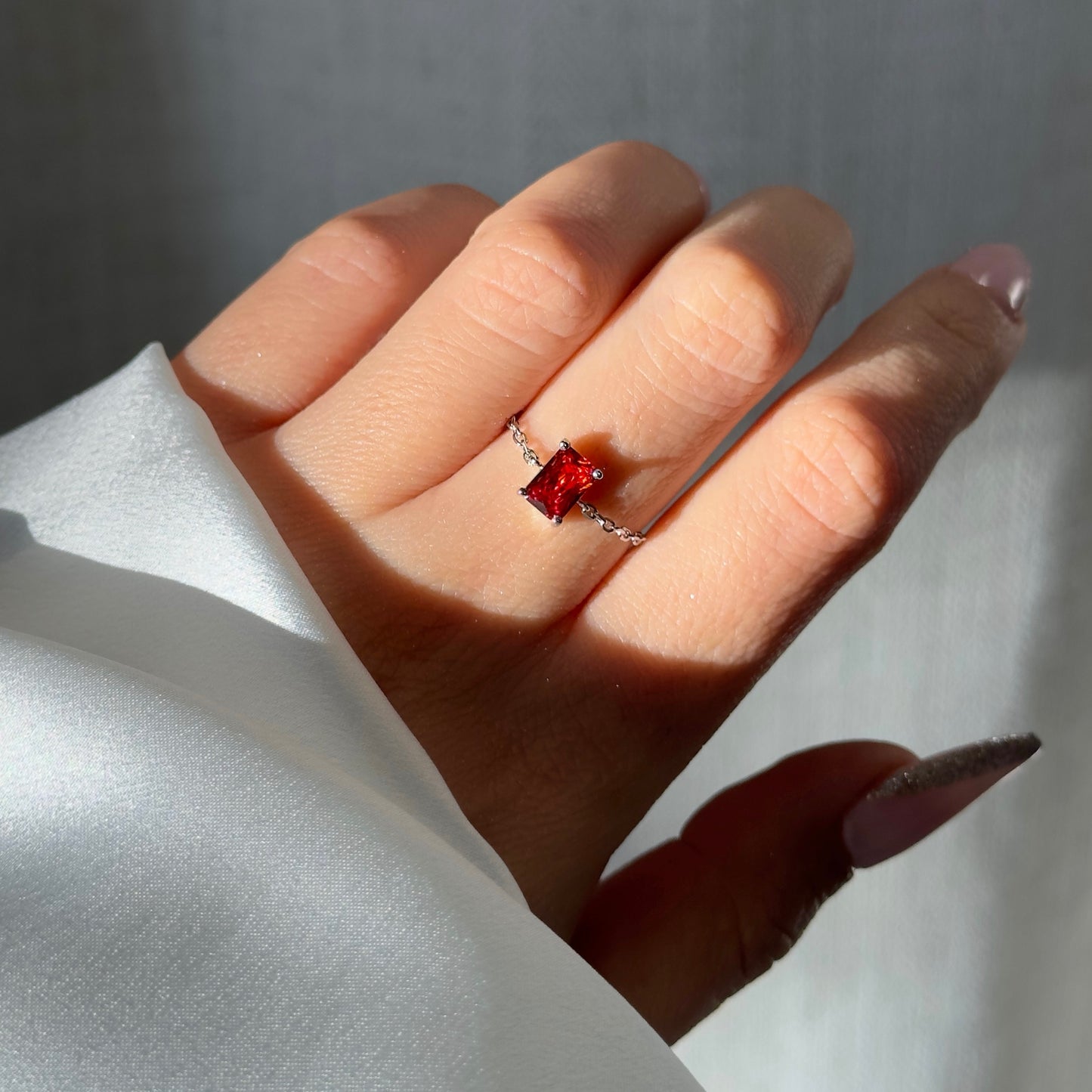 Light Garnet Self-Love Chain Ring