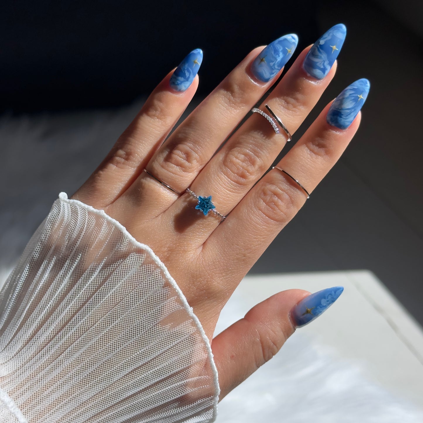North Star Chain Ring- Silver