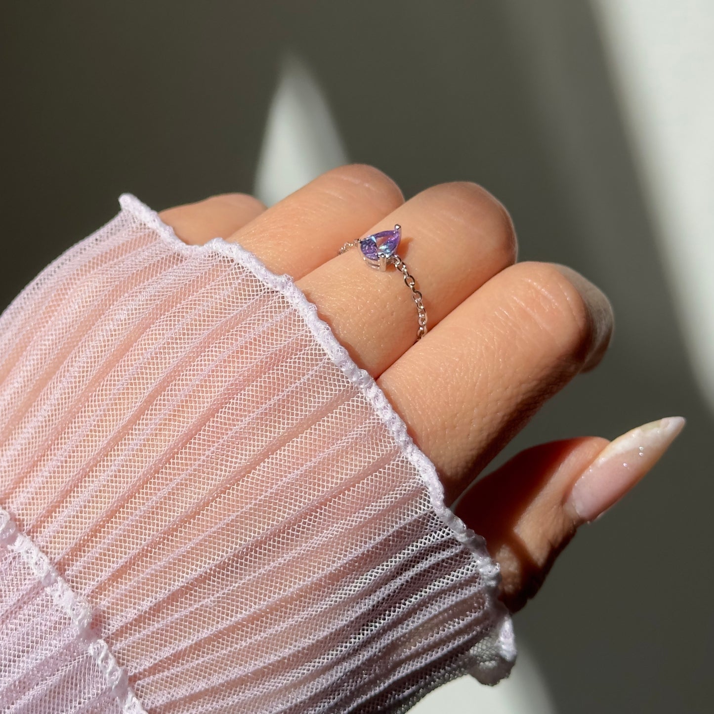 (PRE-ORDER) Dusty Lavender Self-Love Chain Ring- Dainty