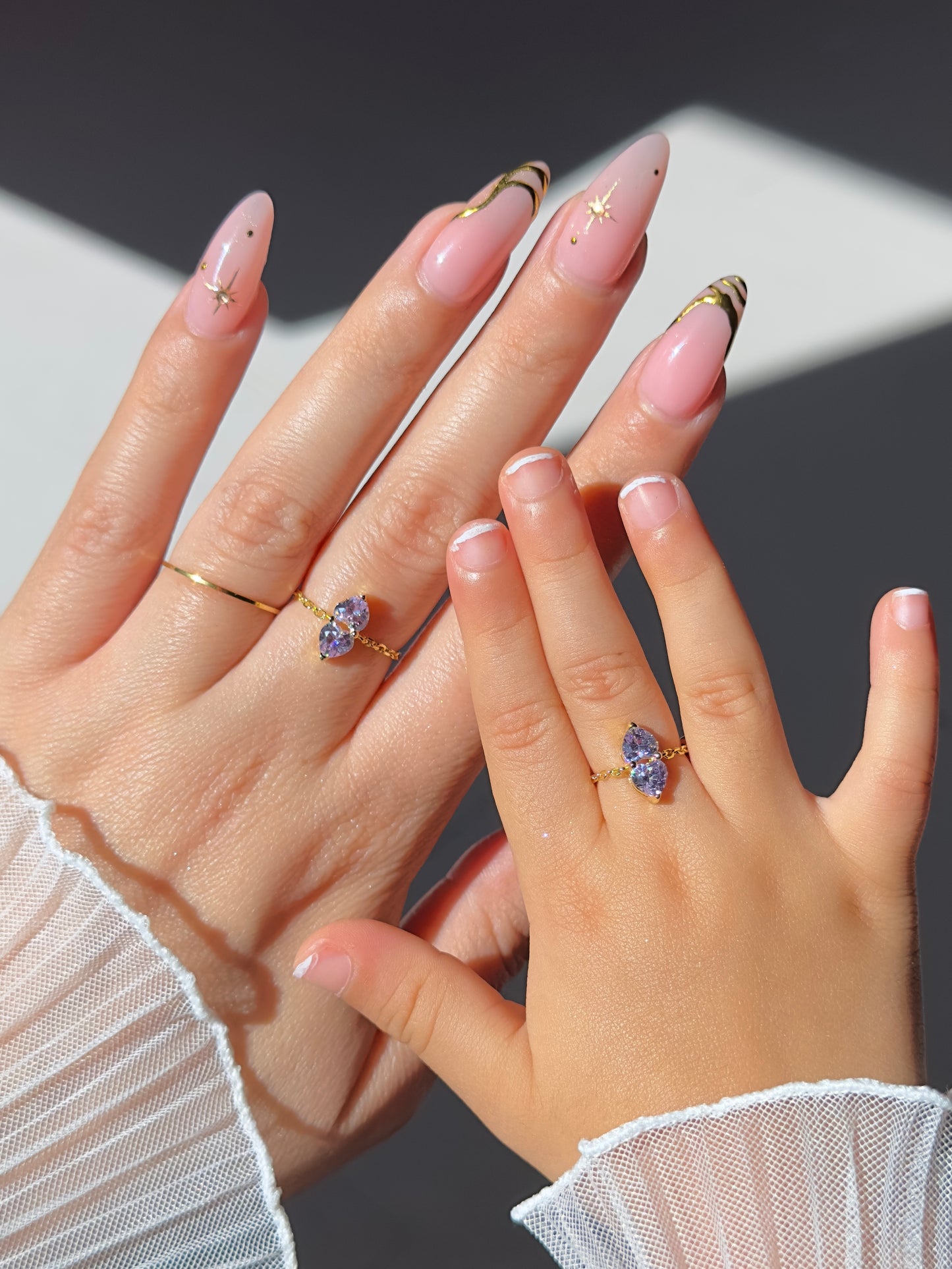 You & Me Heart Chain Ring