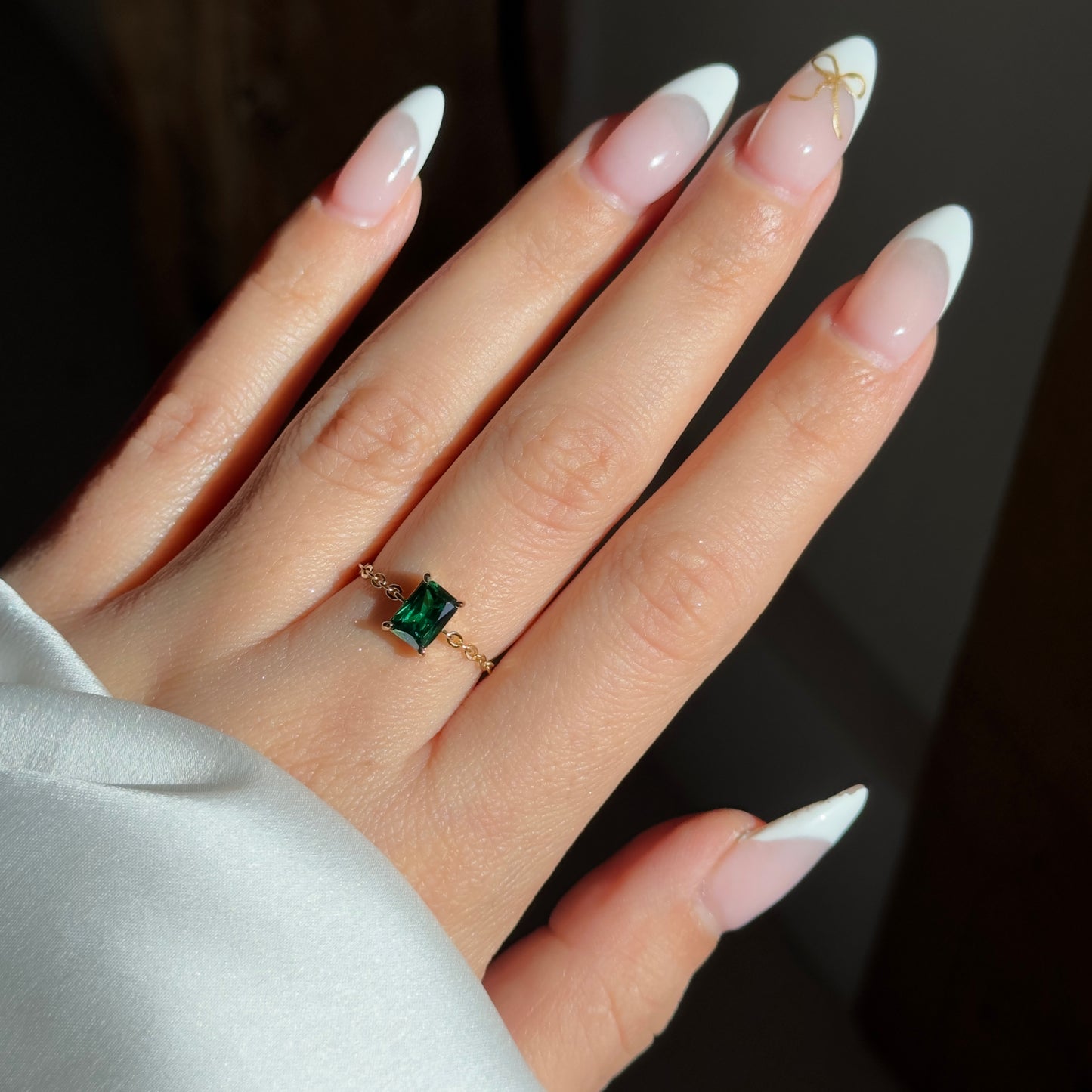 Anillo Ajustable Self-Love Verde Esmeralda - Oro 14K