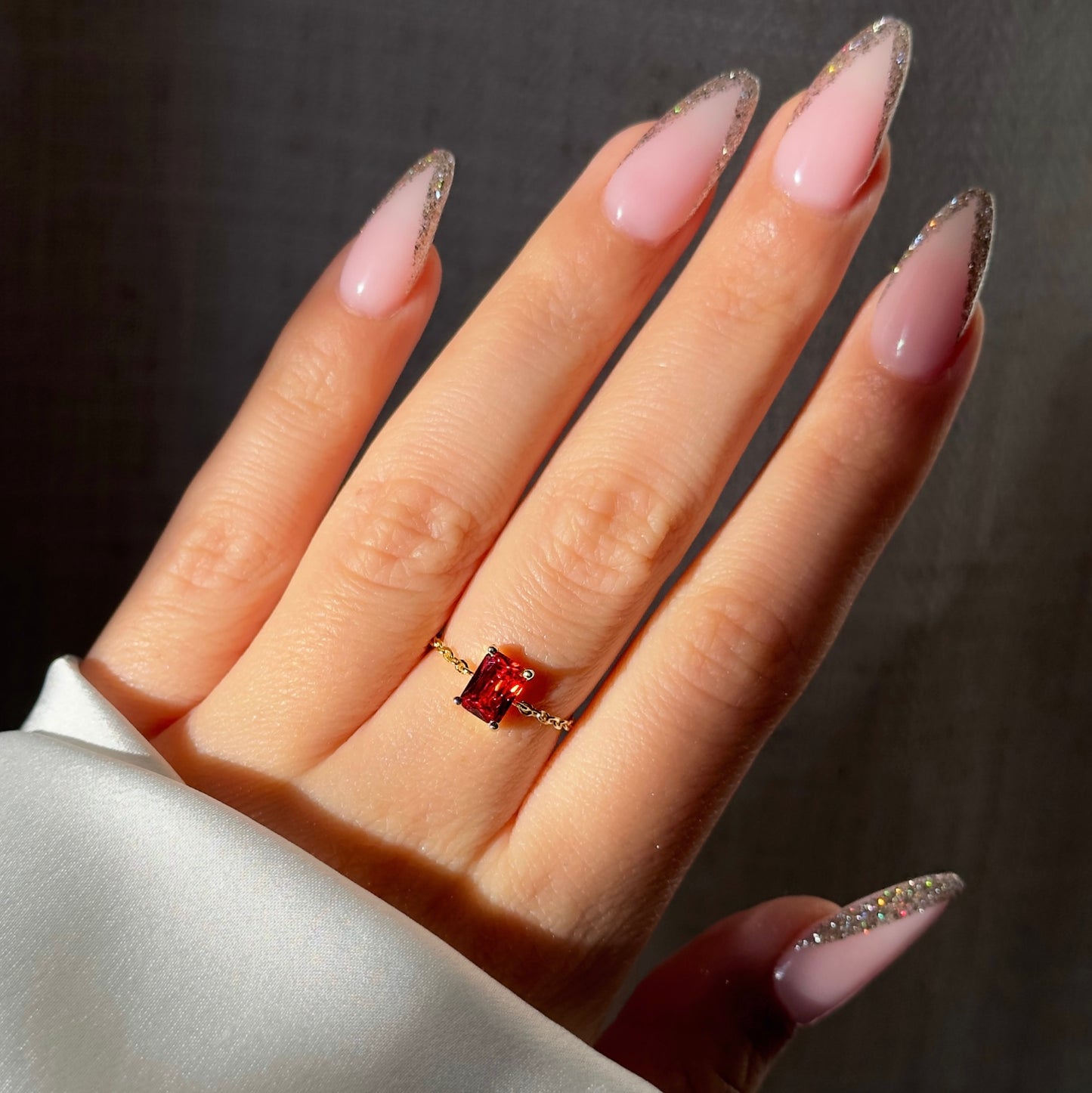 Light Garnet Self-Love Chain Ring