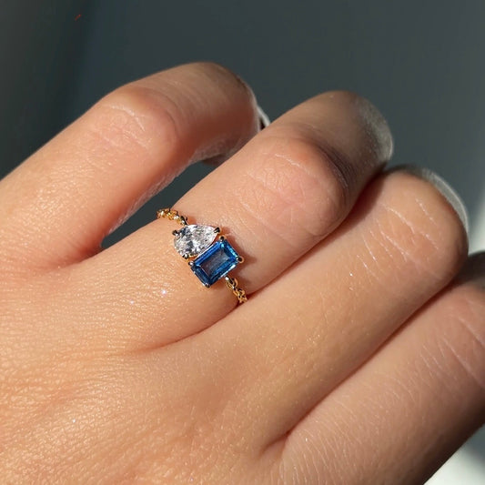 You and Me Chain Ring- Blue Sapphire
