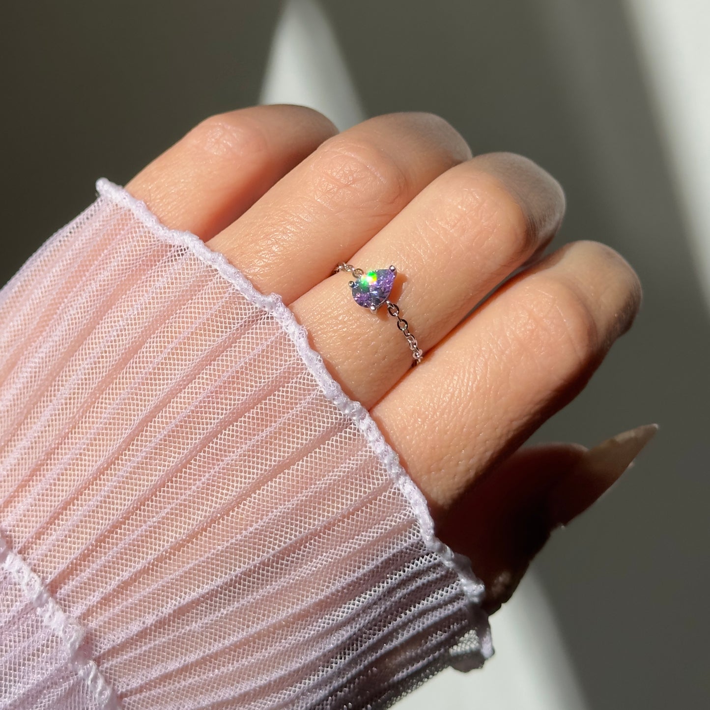 (PRE-ORDER) Dusty Lavender Self-Love Chain Ring- Dainty