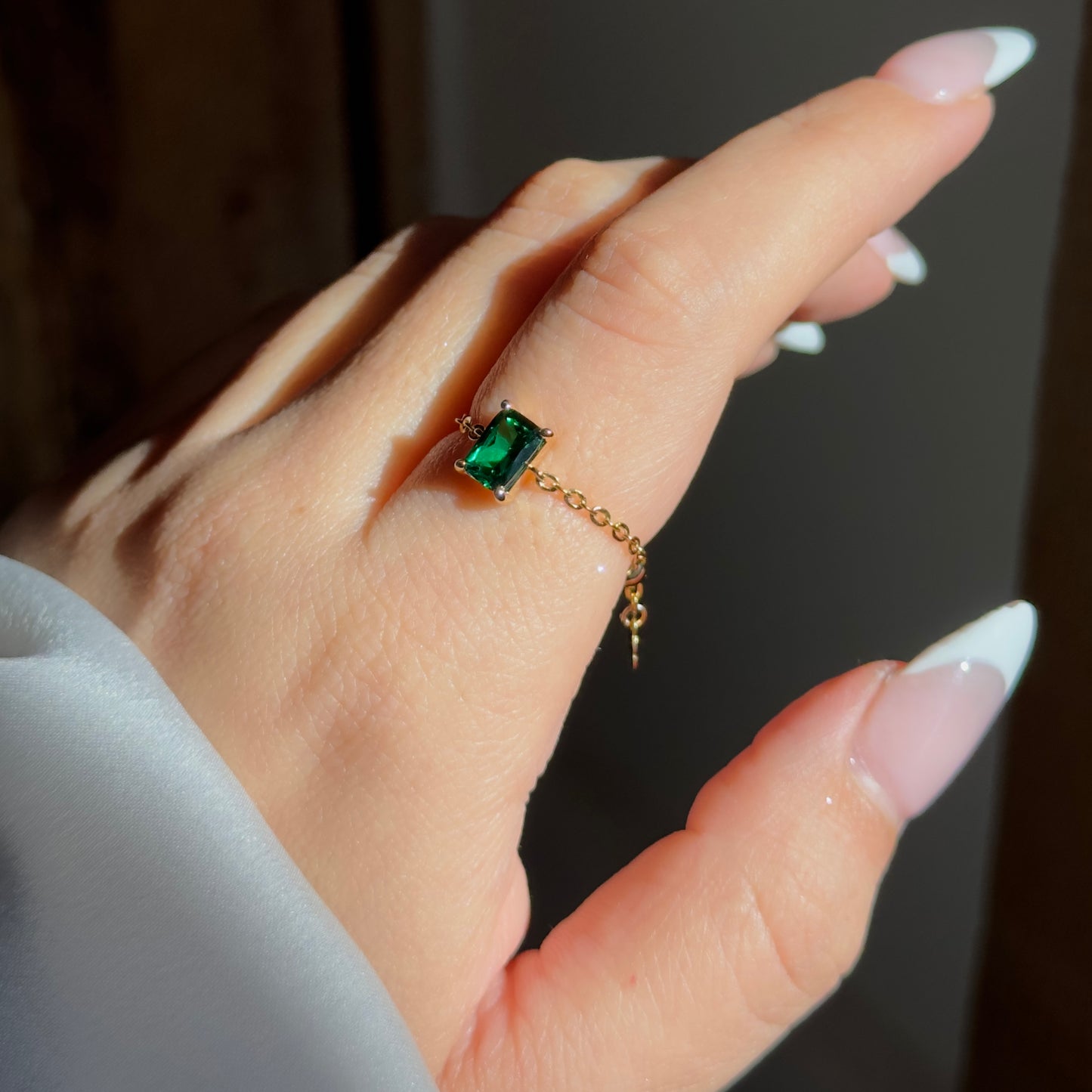 Anillo Ajustable Self-Love Verde Esmeralda - Oro 14K