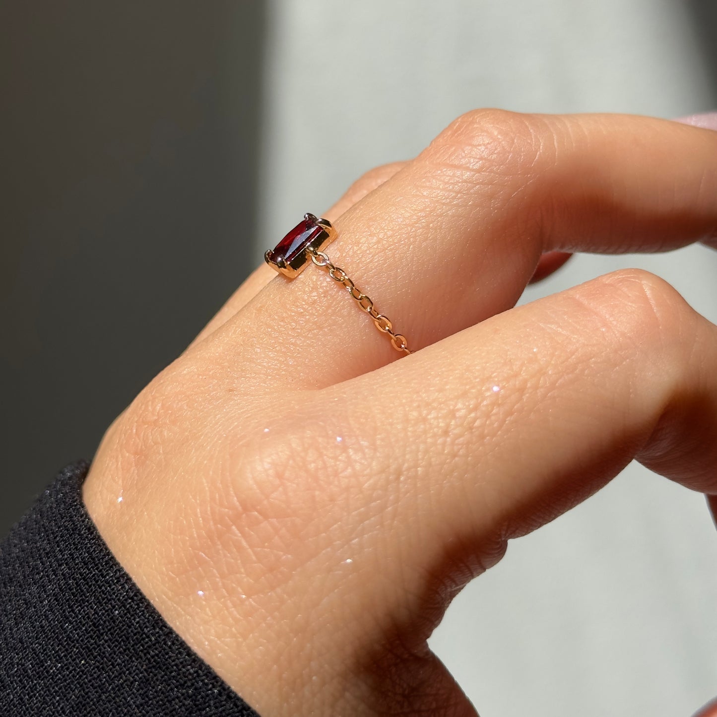 Red Garnet Self-Love Chain Ring