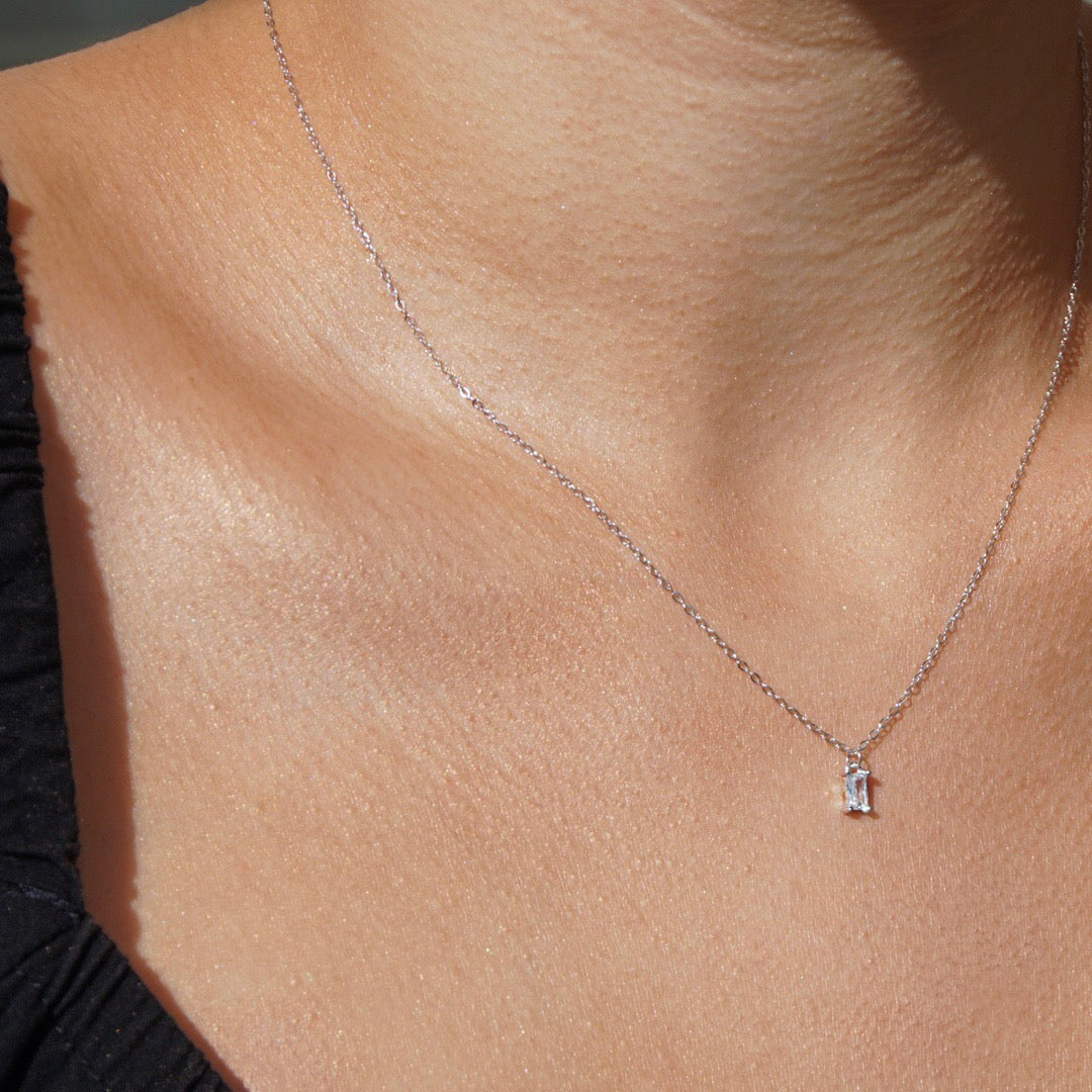 The Everyday Clear Water Diamond Necklace- 14K White Gold Over Sterling Silver
