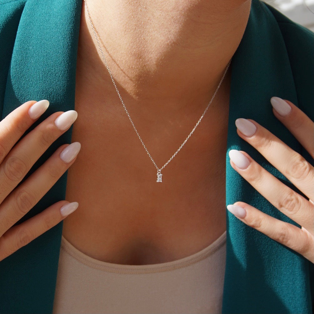 Silver diamond necklace women's Clearance