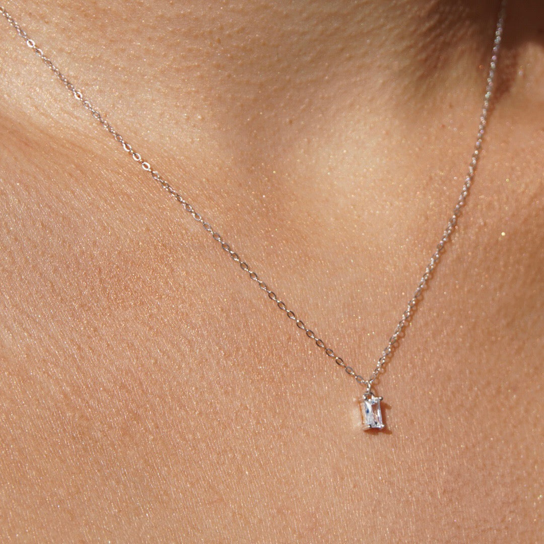 The Everyday Clear Water Diamond Necklace- 14K White Gold Over Sterling Silver