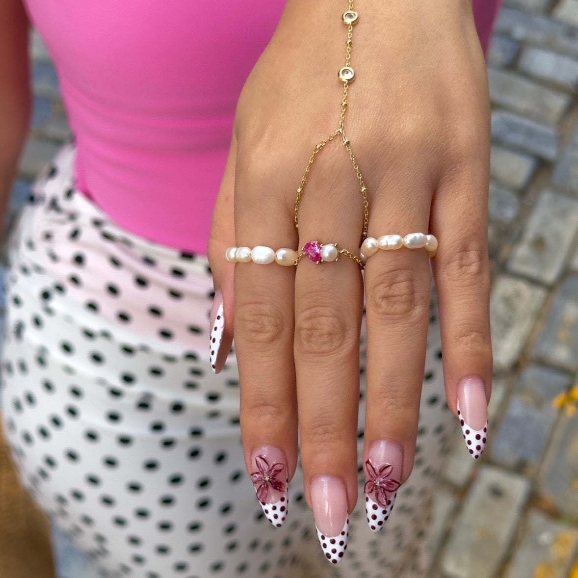 Mermaid Pearl Chain Ring