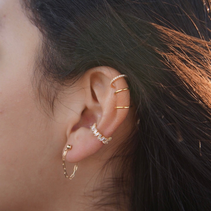 ¡NUEVO! Ear cuff triple: oro de 14 quilates sobre plata de ley