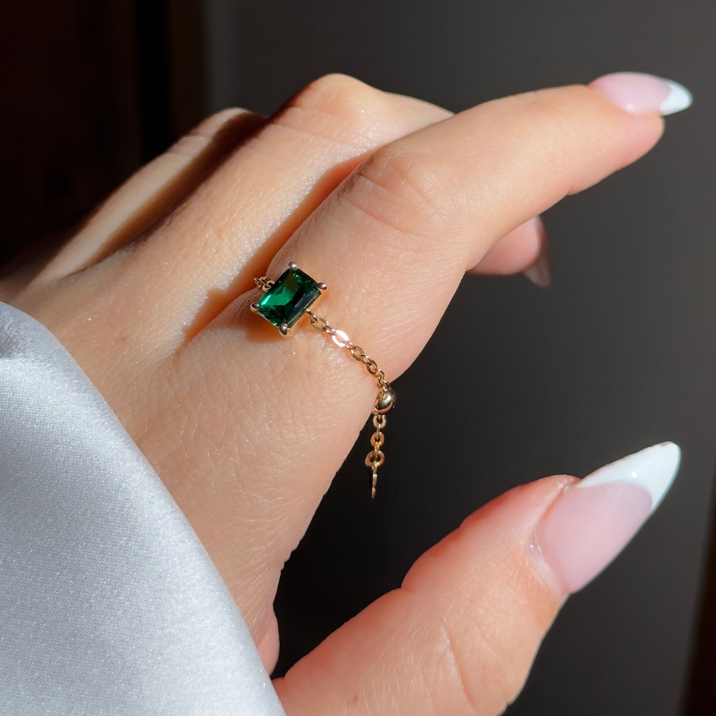 Emerald Green Self-Love Chain Ring