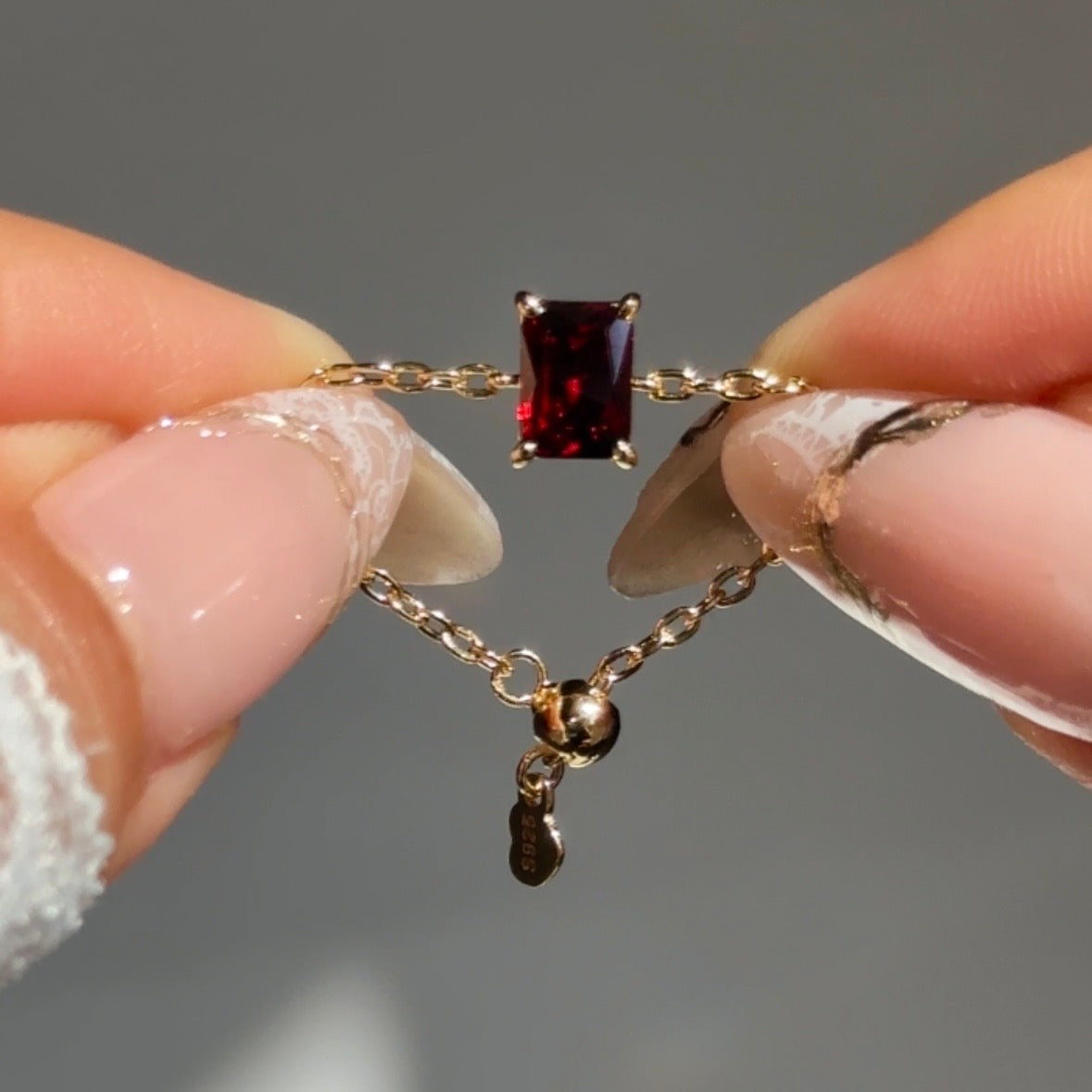 Red Garnet Self-Love Chain Ring