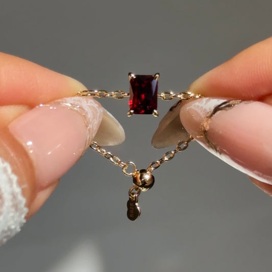 Red Garnet Self-Love Chain Ring