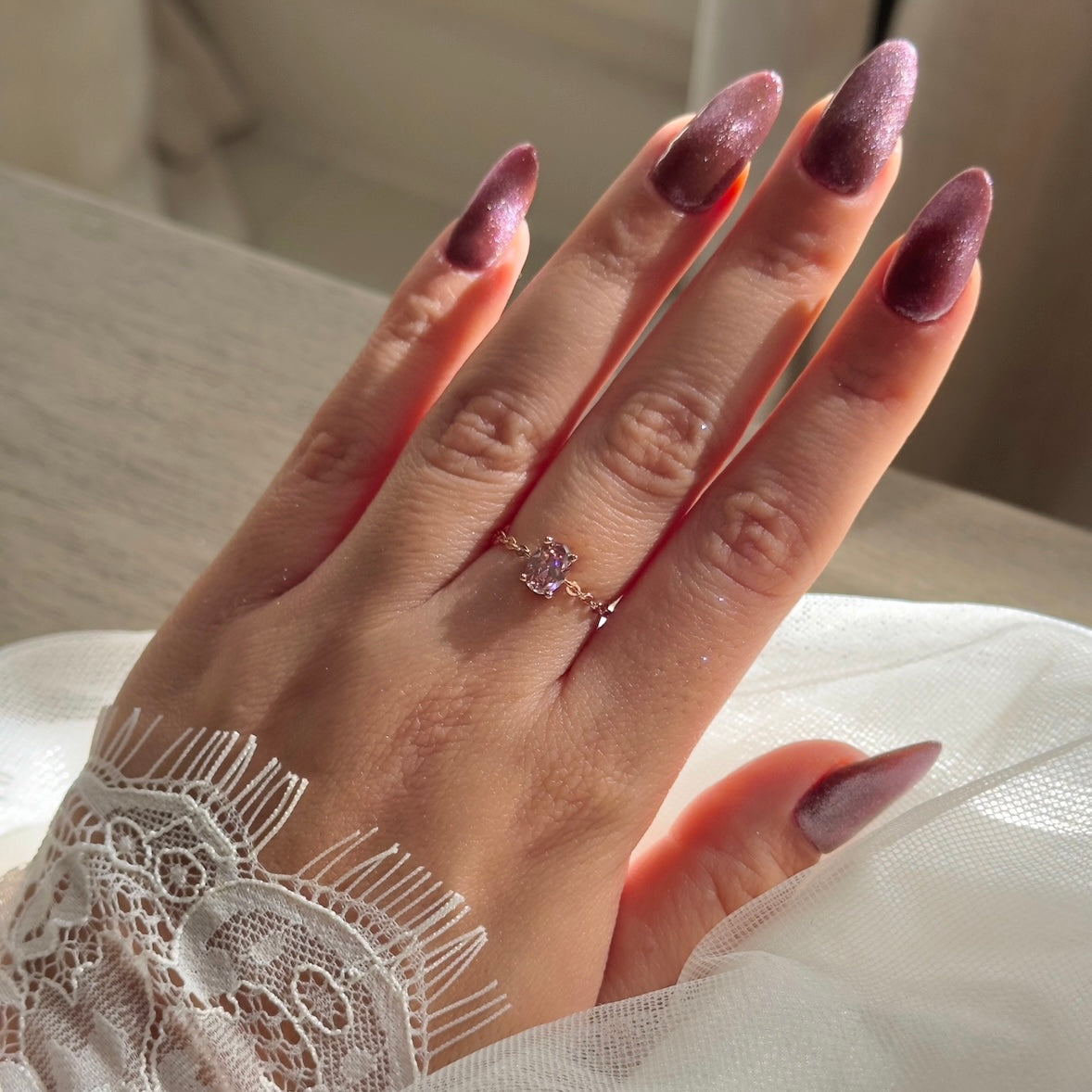 Dusty Pink Self-Love Chain Ring- Rose Gold