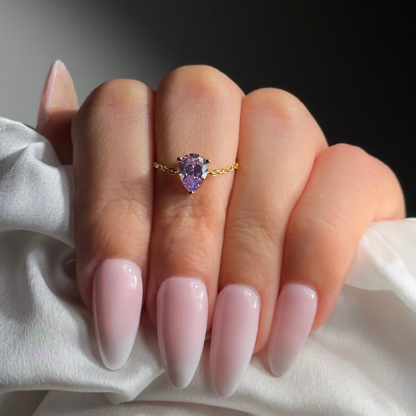 Light Amethyst Self-Love Chain Ring