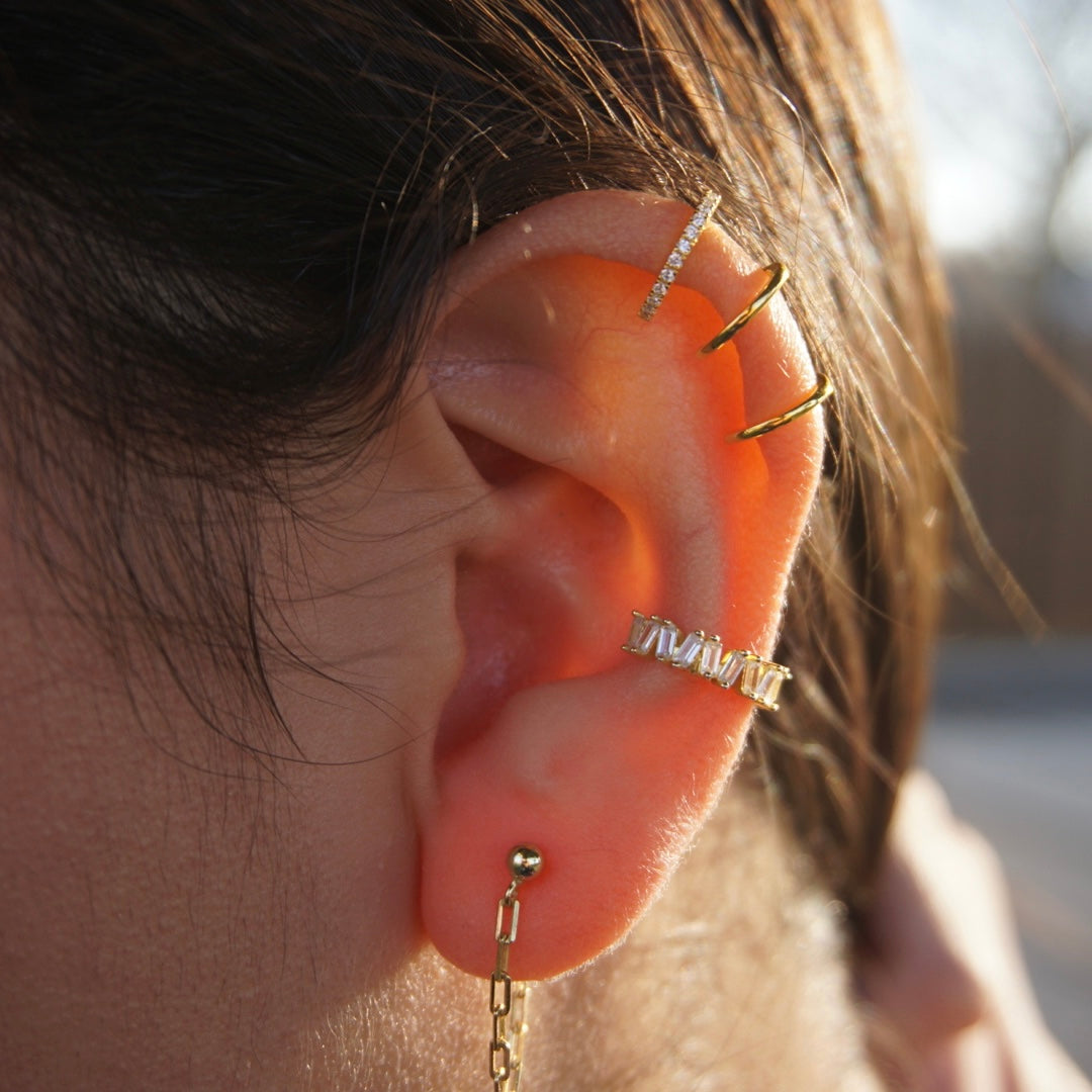 ¡NUEVO! Ear cuff triple: oro de 14 quilates sobre plata de ley