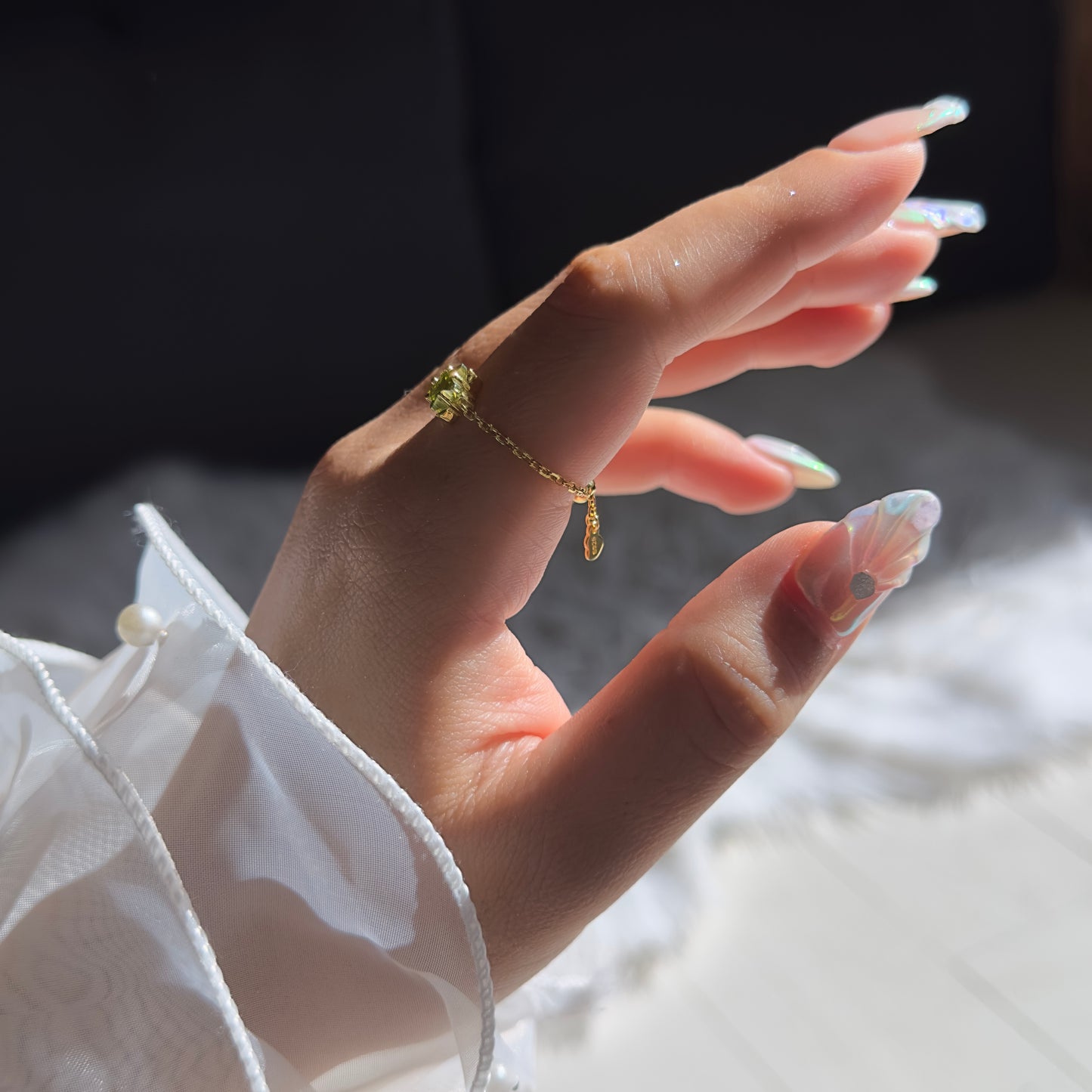 Star Chain Ring- Peridot