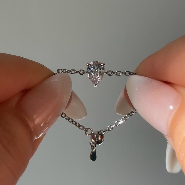 Adjustable Chain Ring- 14K White Gold Over Sterling Silver – MUMMY