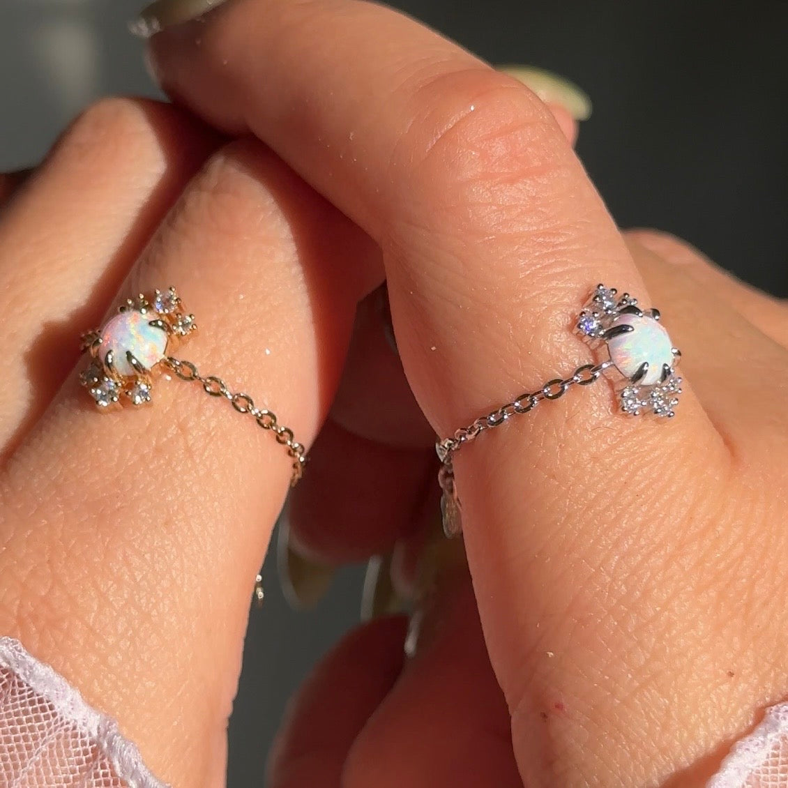 NEW! Stardust Opal Chain Ring