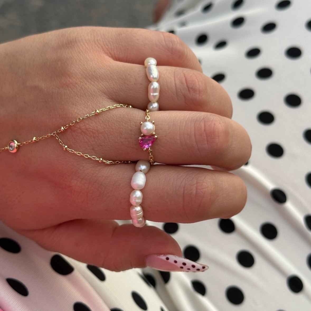 Mermaid Pearl Chain Ring