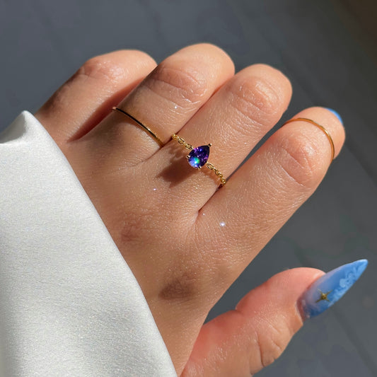 Purple Amethyst Self-Love Chain Ring