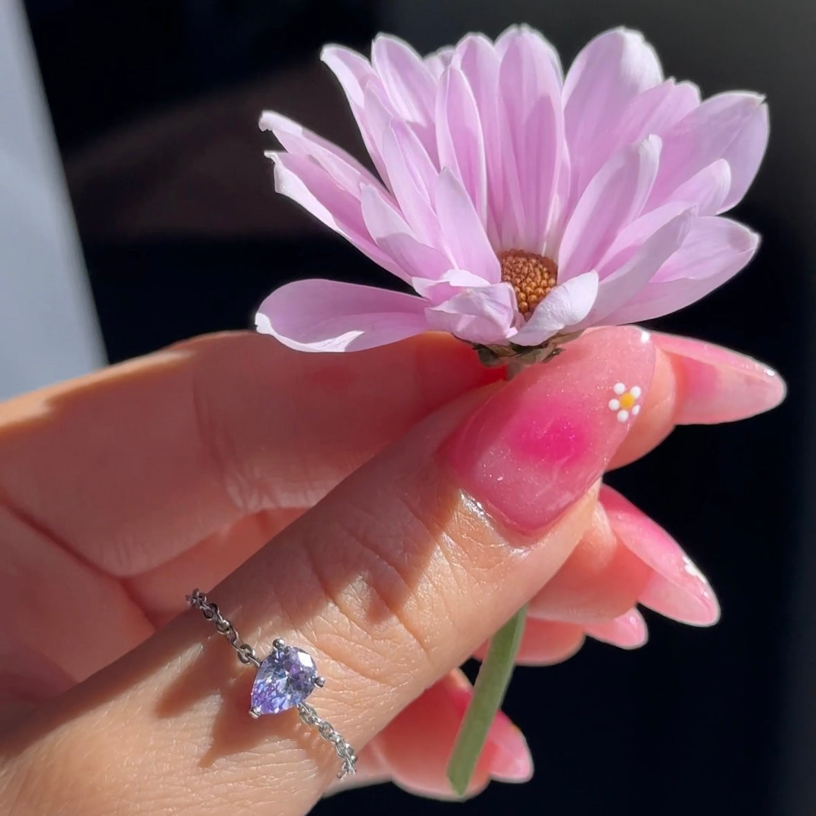 NEW! Dusty Lavender Self-Love Chain Ring- Dainty