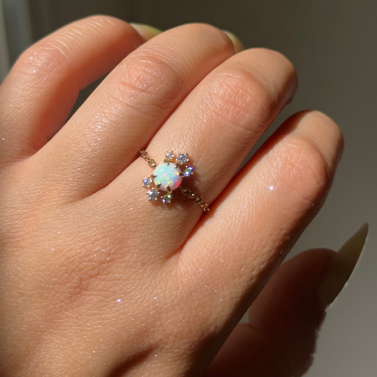 NEW! Stardust Opal Chain Ring