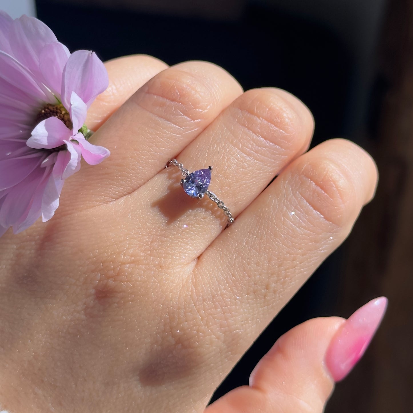 NEW! Dusty Lavender Self-Love Chain Ring- Dainty