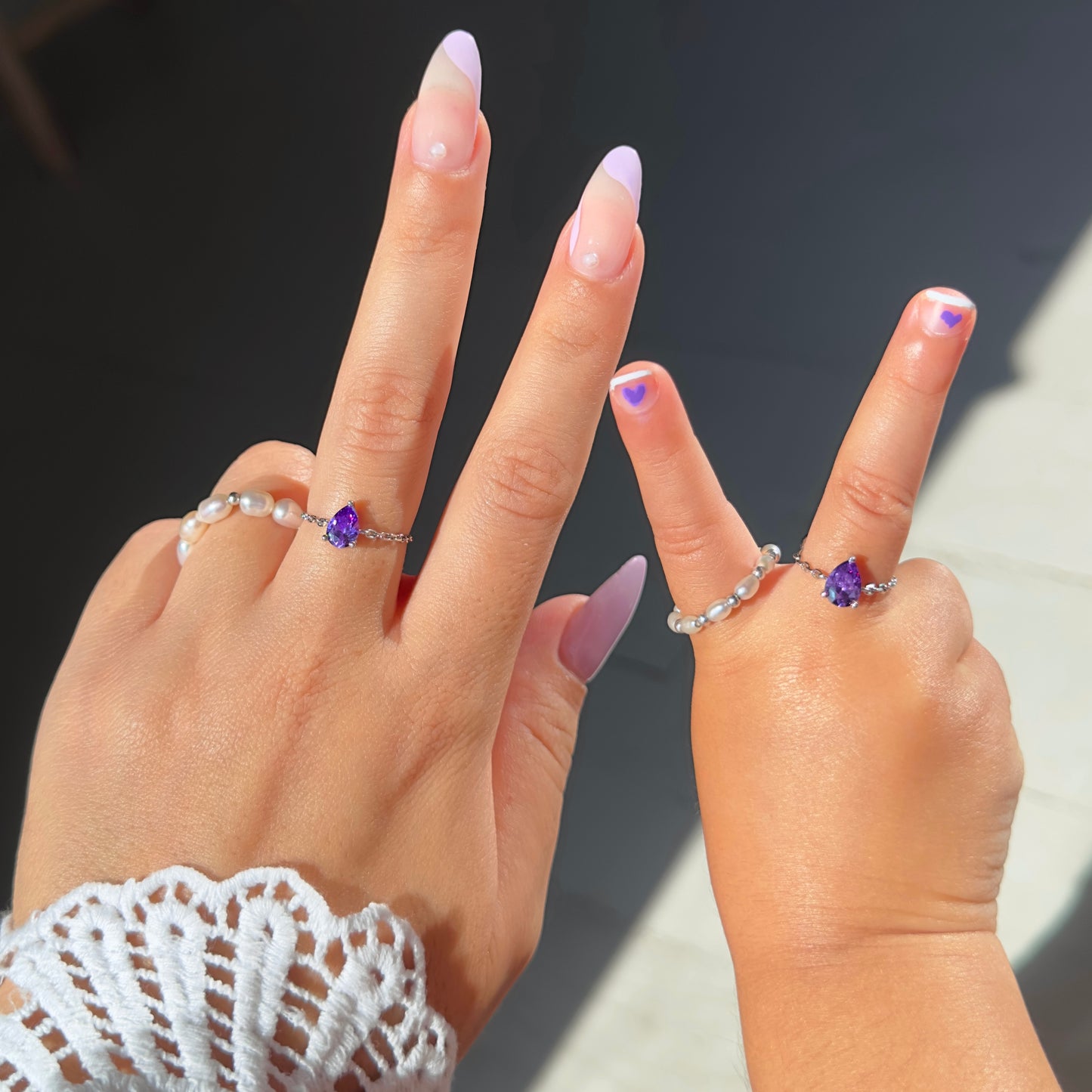 Purple Amethyst Self-Love Chain Ring