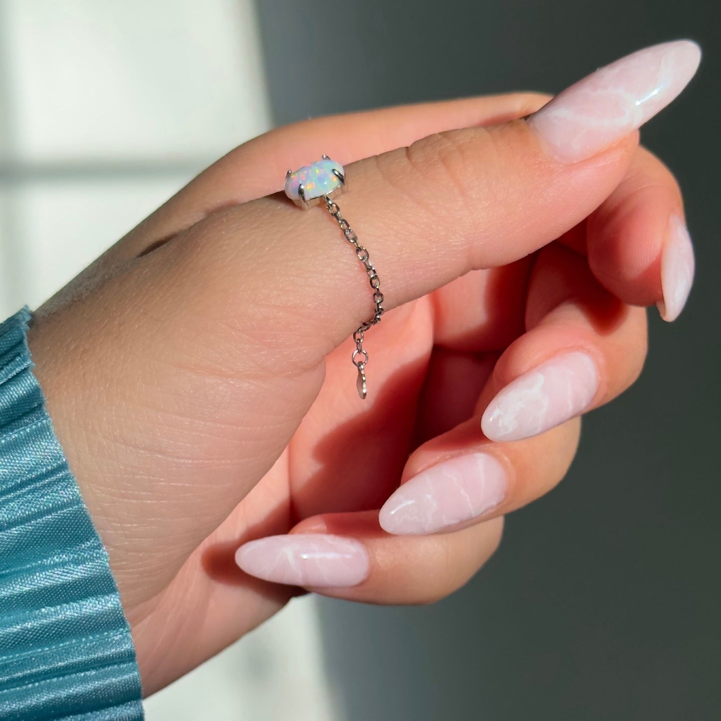 White Opal Self-Love Chain Ring