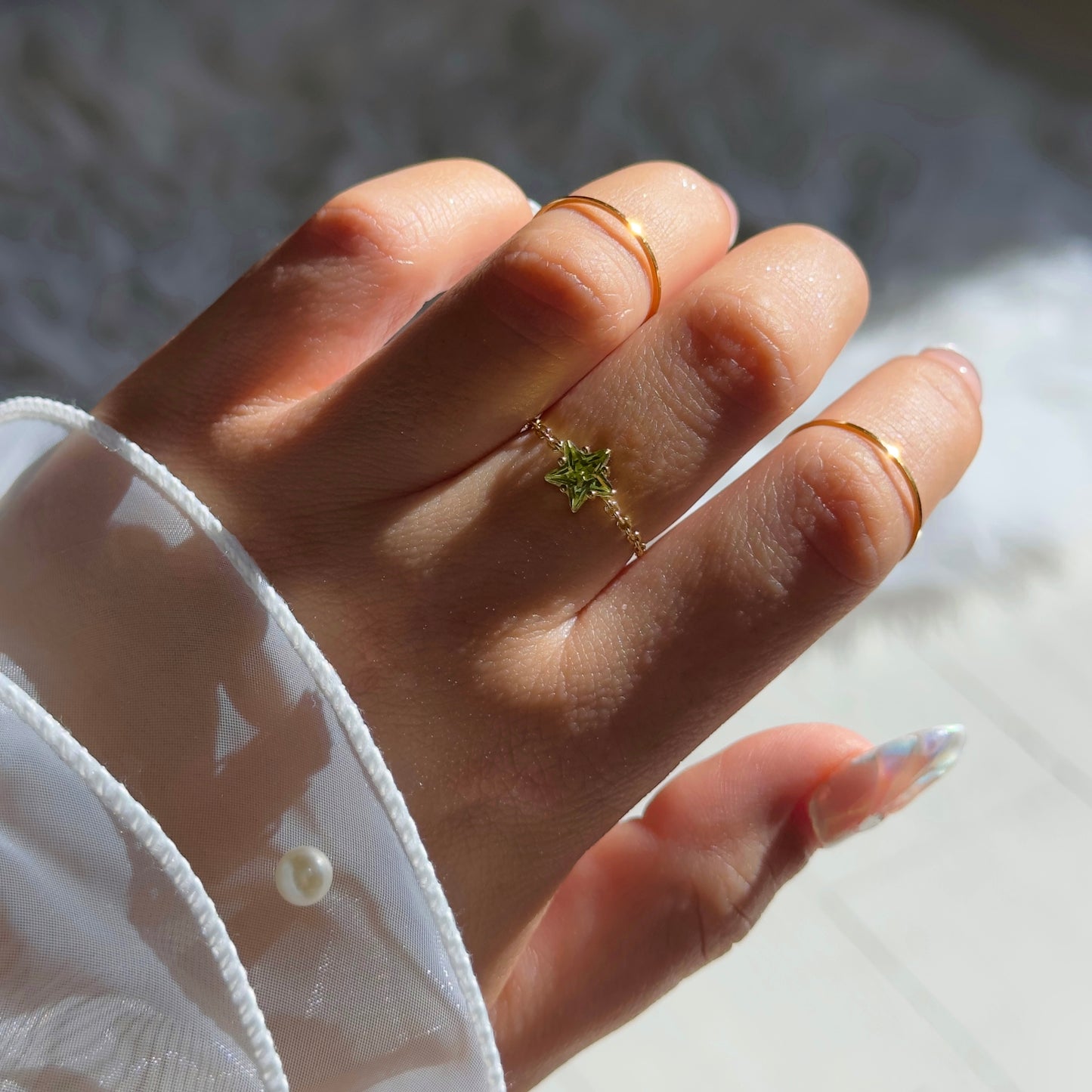 Star Chain Ring- Peridot