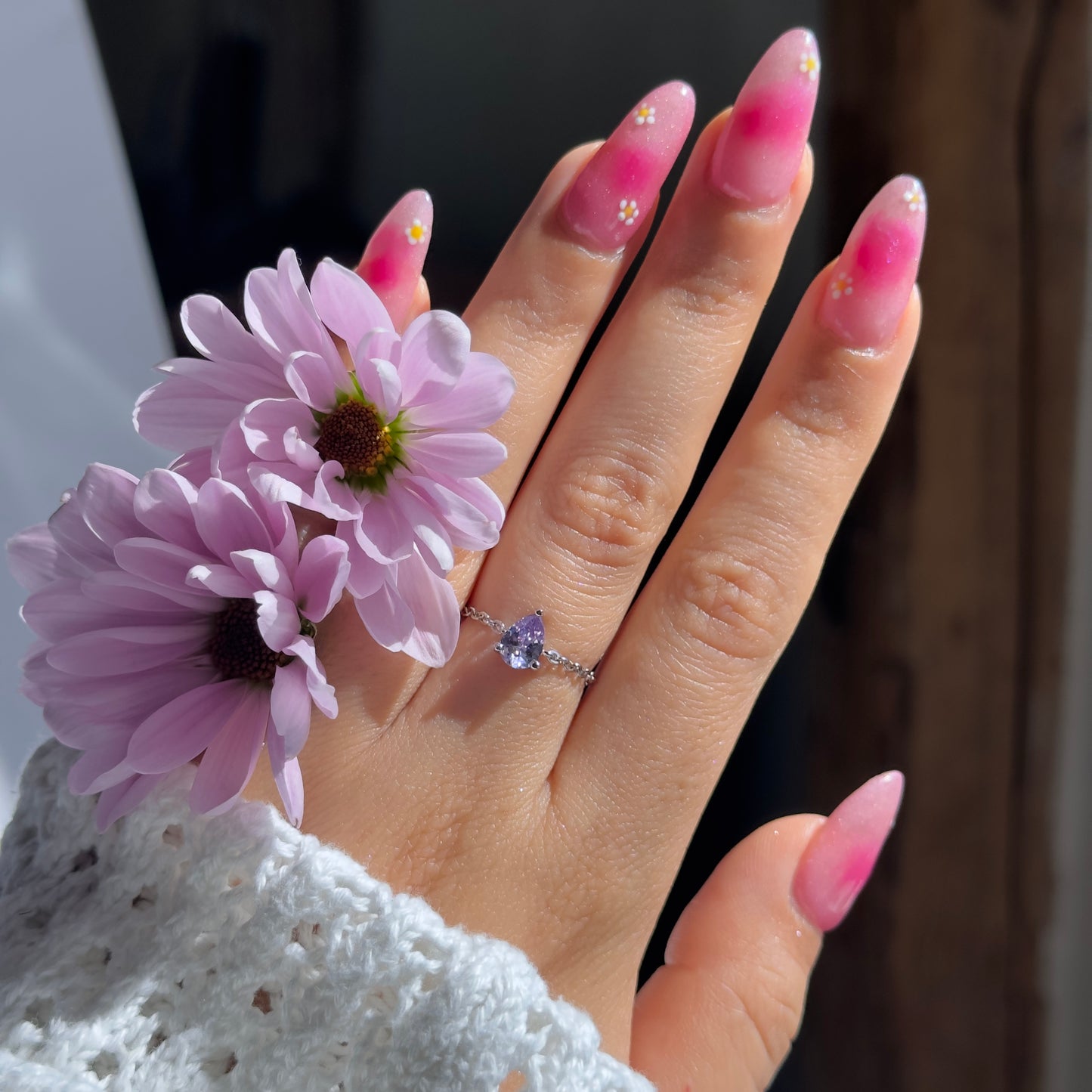 NEW! Dusty Lavender Self-Love Chain Ring- Dainty