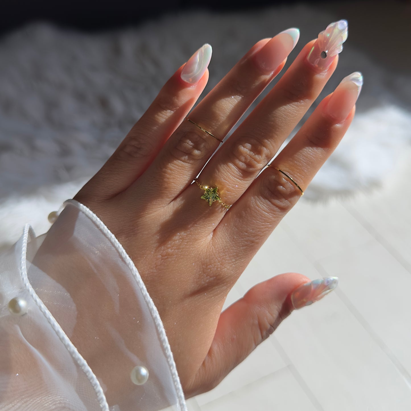 Star Chain Ring- Peridot