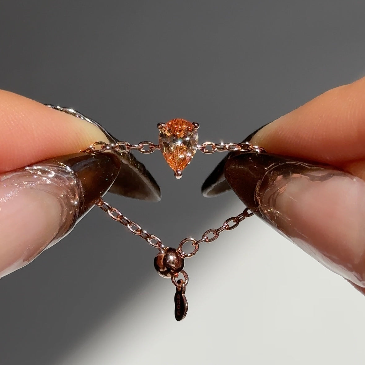 Citrine Champagne Self-Love Chain Ring- Drop