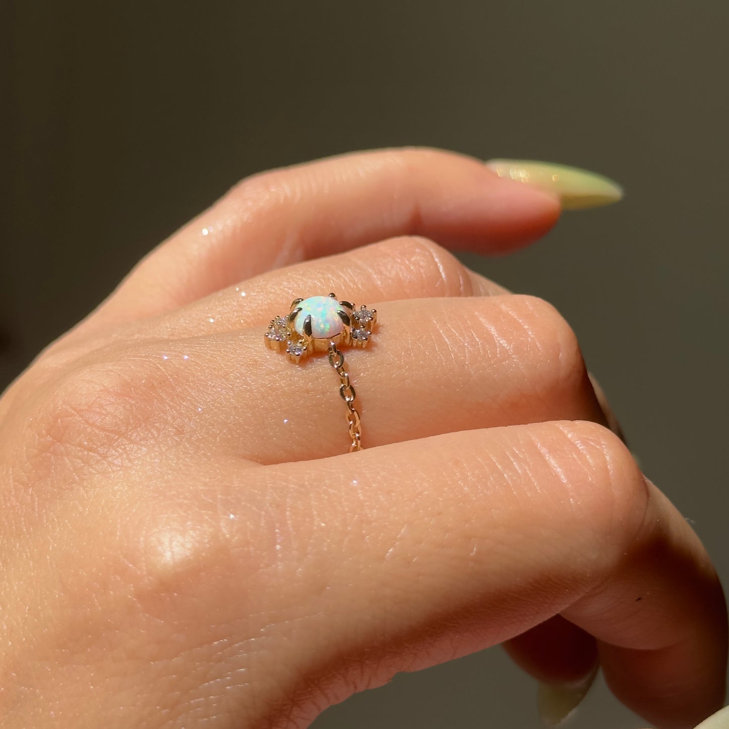 NEW! Stardust Opal Chain Ring