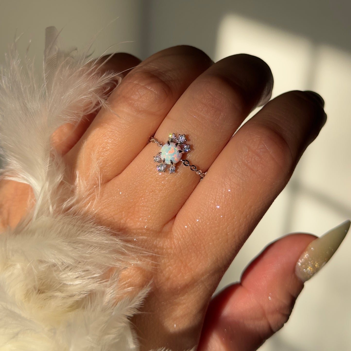 NEW! Stardust Opal Chain Ring