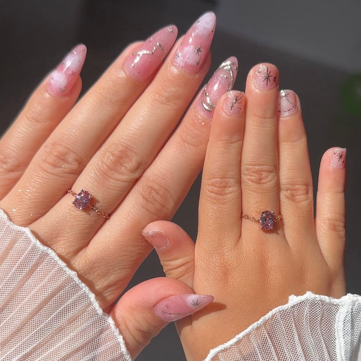Dusty Pink Self-Love Chain Ring- Rose Gold