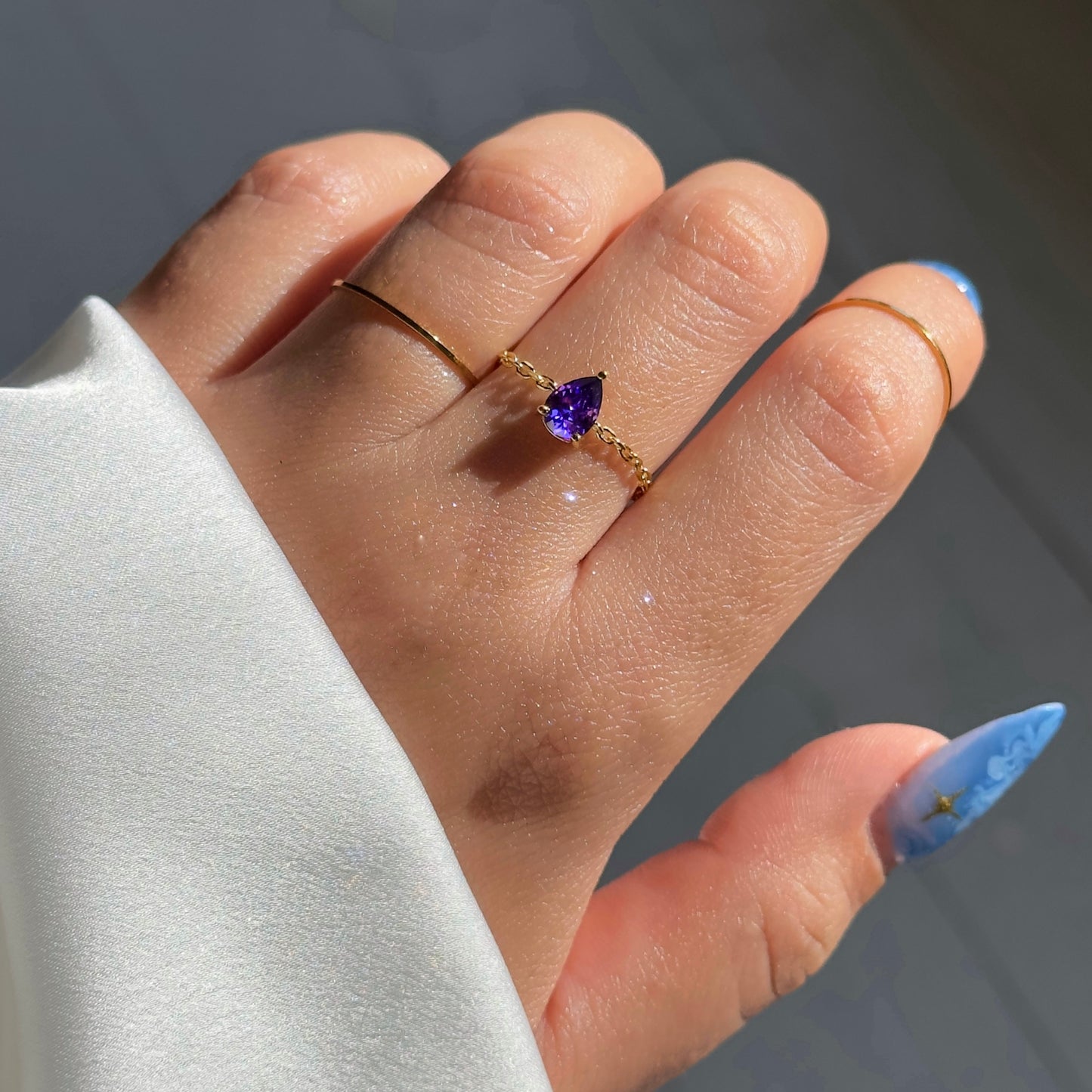 Purple Amethyst Self-Love Chain Ring